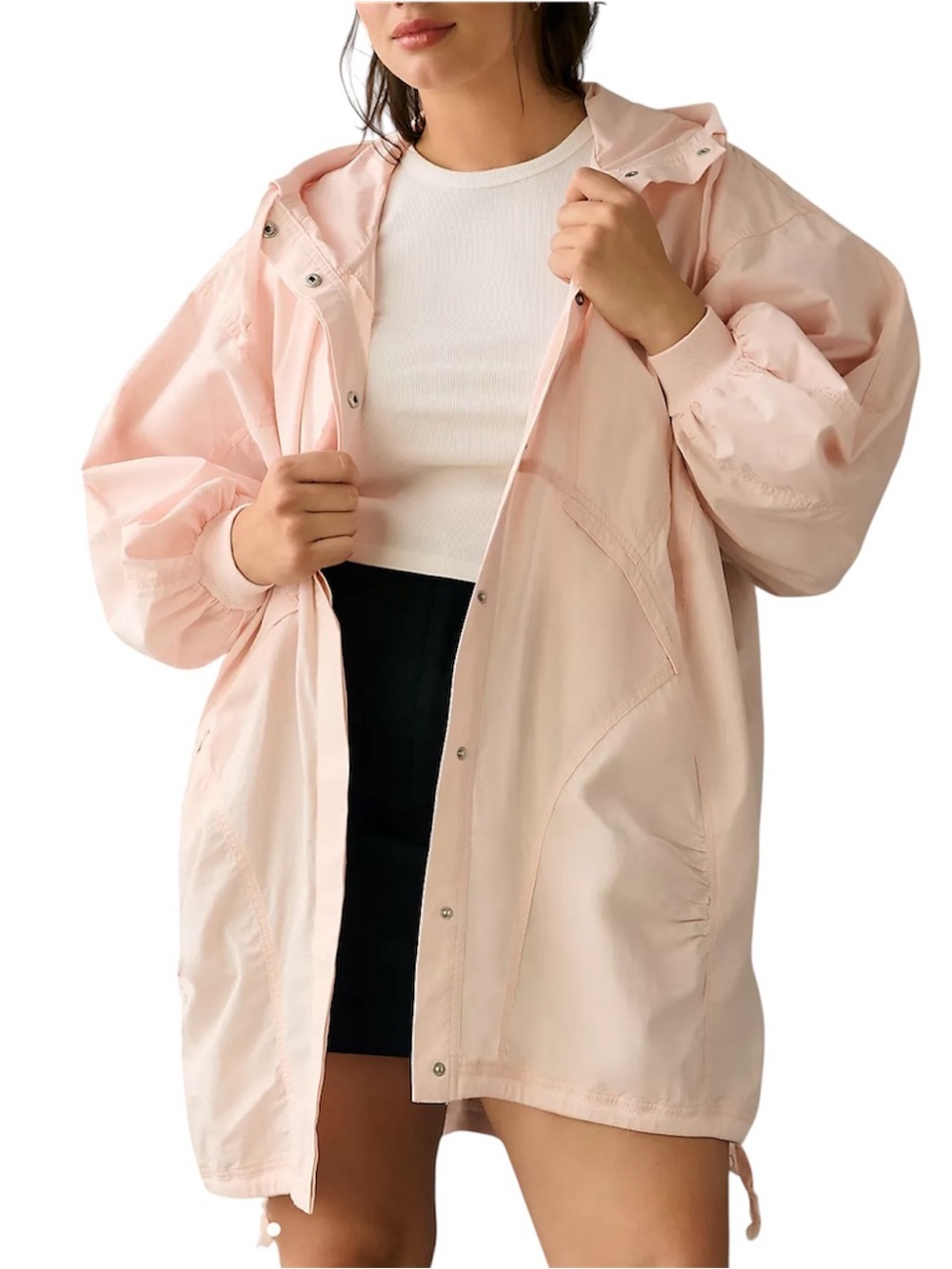 Anthropologie Daily Practice Oversized Parachute Jacket Size XS Light Pink
